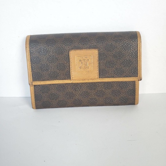 Celine Vintage Medium Envelope Leather Compact Wallet Macadam Brown Unisex Purse - Picture 1 of 10